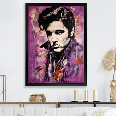 Music Icon Canvas Wall Art, Purple Presley Portrait Print - Purple Presley Portrait