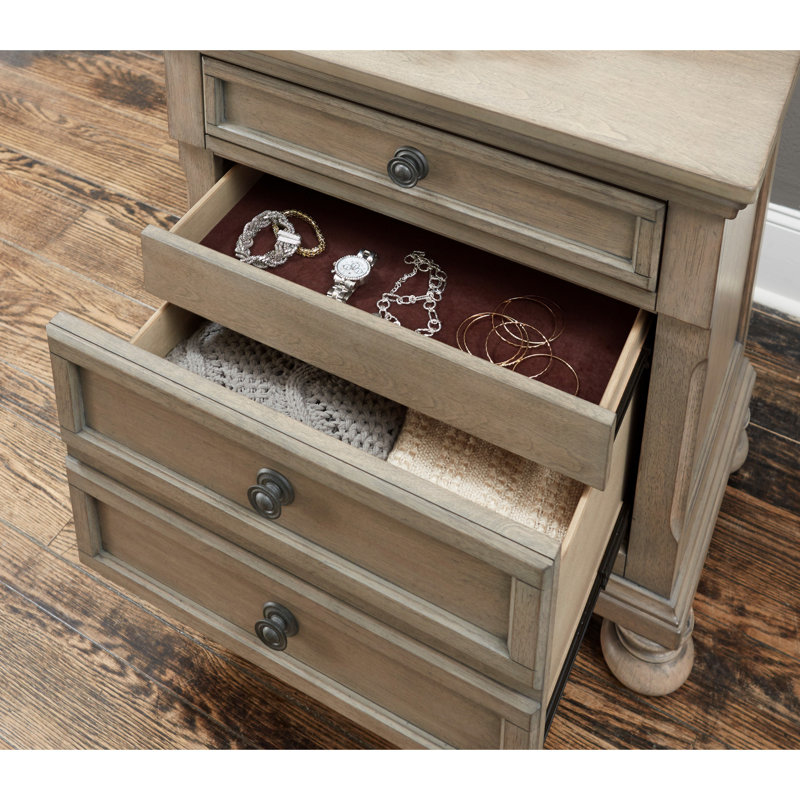 Table de chevet transitionnelle pour chambre à coucher avec tiroir dissimulé