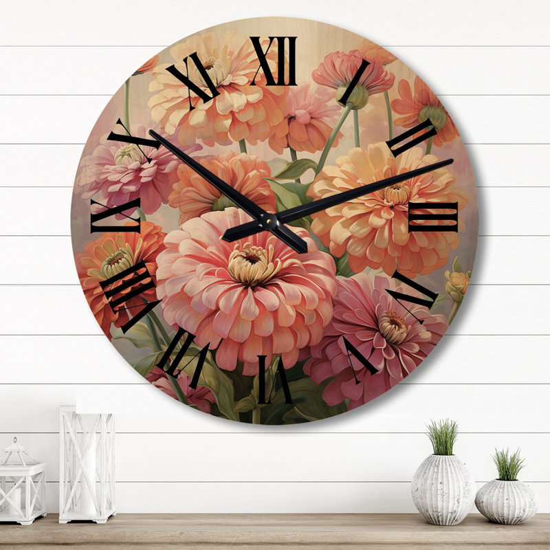 Horloge murale surdimensionnée Zinnias, Grand