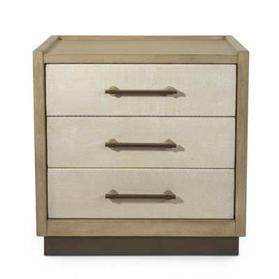 Maroney Woven 3 Drawer Nightstand W/ Power And USB A + C. Muted Earth Tones And Clay Finish by Ebern Designs