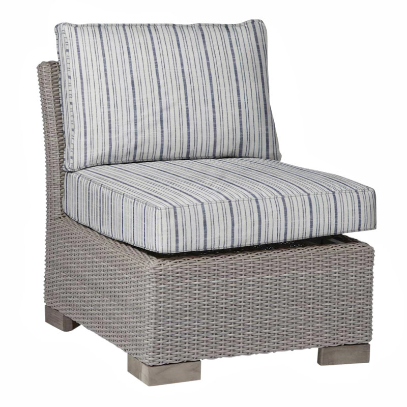 Club Patio Lounge Chair with Cushions, Oyster, Welt, Paper Sky