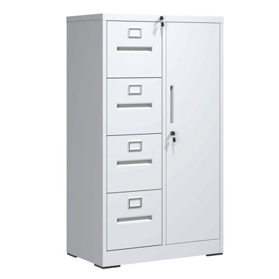 Classeur vertical en métal avec serrure, classeur en acier avec 4 tiroirs et 1 porte pour école, salon, chambre à coucher, bureau