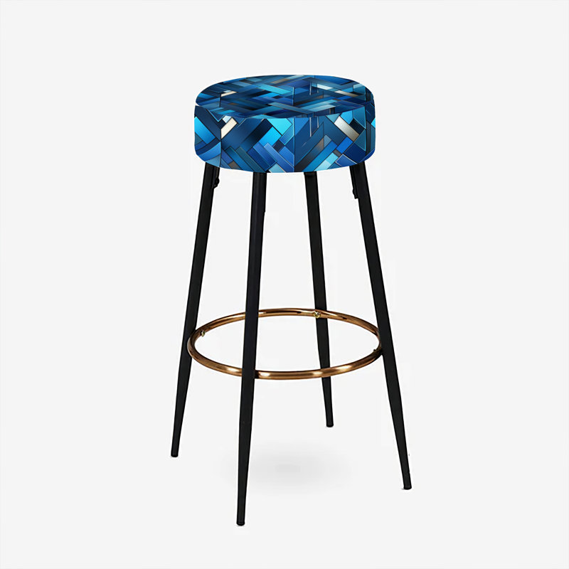 Ensemble de 2 tabourets de bar géométriques bleu cobalt profond et symétriques
