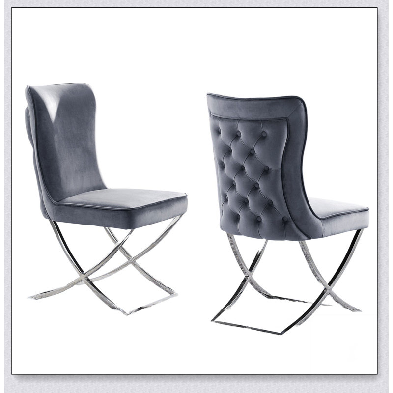 Chaises d'appoint en velours 2 pièces