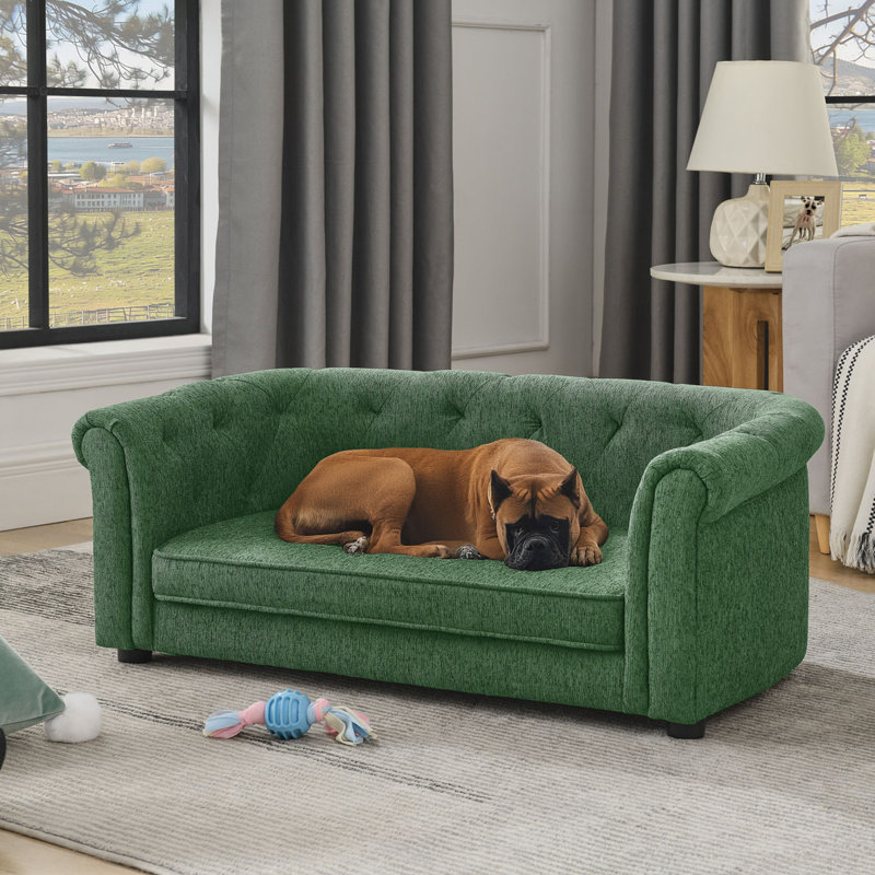 Lit rectangulaire pour chien, canapé-lit pour chien, H 15 po x l 38 po x P 22 po, Vert