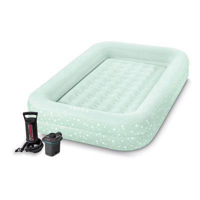 Matelas gonflable de voyage pour enfant avec pompe à main et pompe à air avec 3 buses Intex