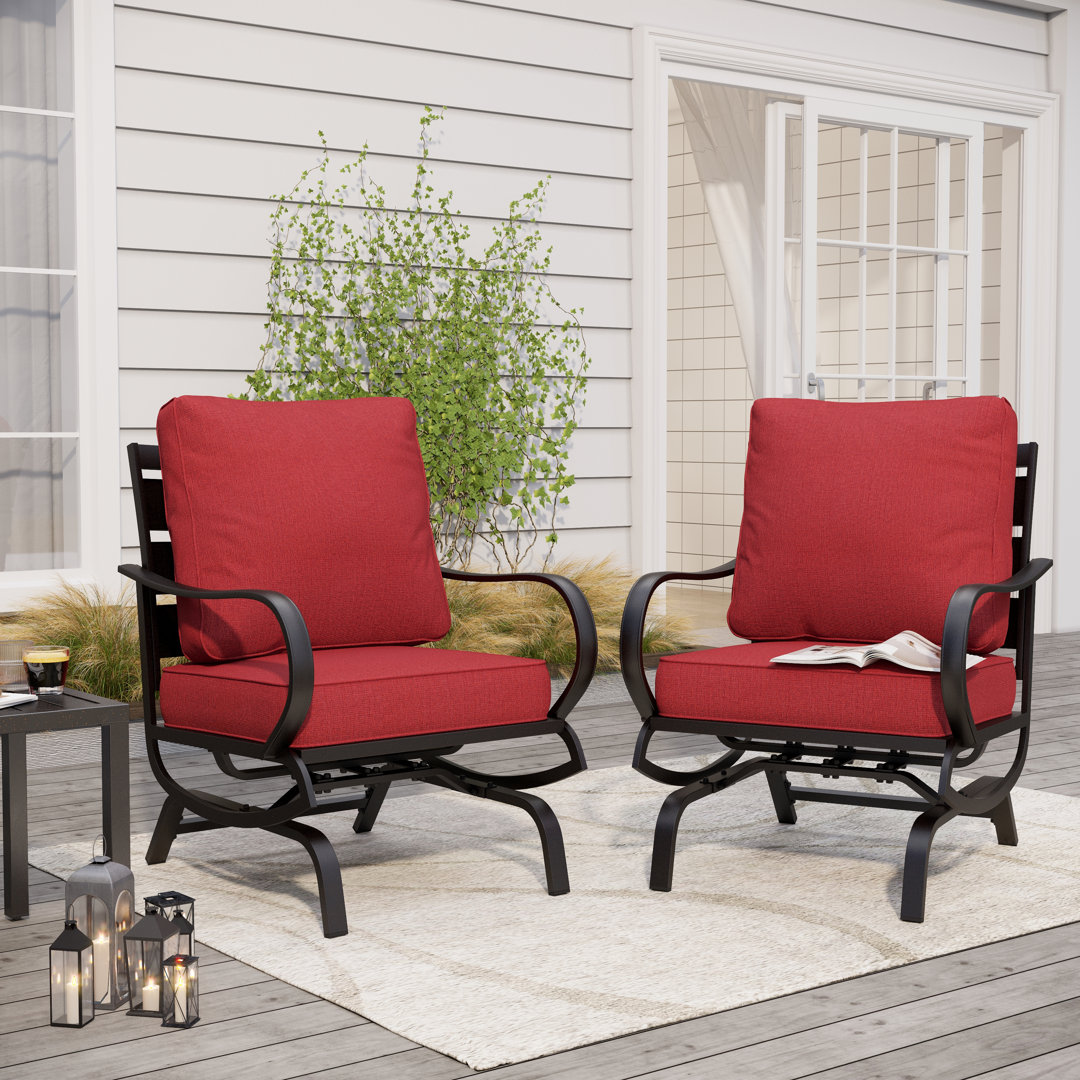 Argirios Metal Patio Rocking Lounge Chair with Cushions (Set of 2) Lark Manor™ Cushion 