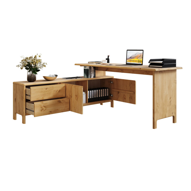 Cecile L Shape Desk, Nature Brown Oil, Nature Brown Oil