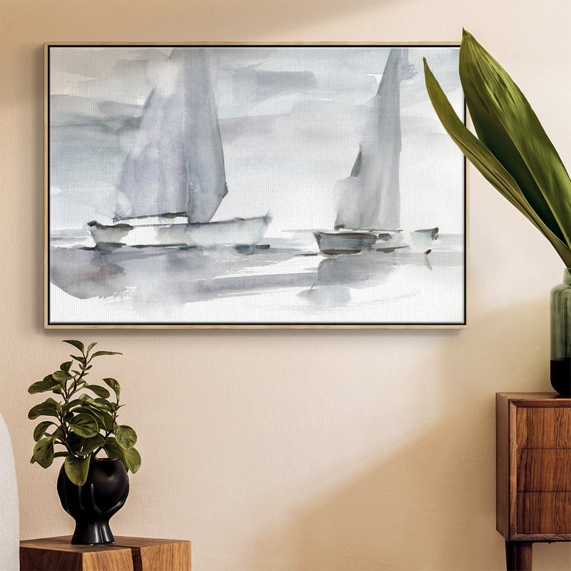 «Misty Sails II», reproduction d'art sur toile, Bois naturel, H 25 po x l 37 po x P 2 po