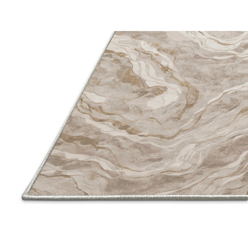 Tapis beige soyeux et moelleux, Carré 4 pi
