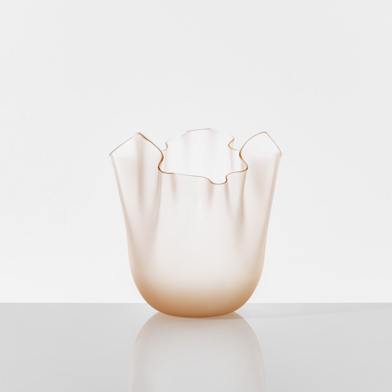Venini Fazzoletto Vase, 9.45" H x 7.87" W x 7.87" D, Milk White
