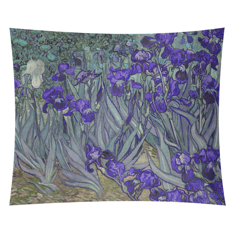 Tapisserie Iris, Intérieur / extérieur, H 51,5 po x l 60,5 po, Vert cornichon / bleu