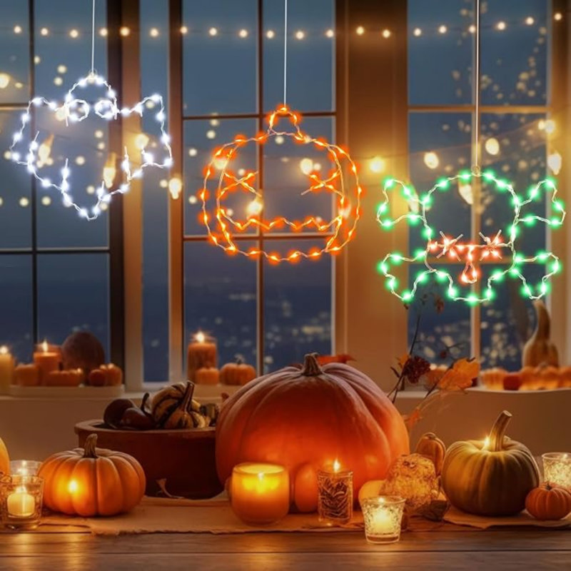 Ensemble de 3 lumières de décoration de fenêtre d'Halloween, alimentées par USB