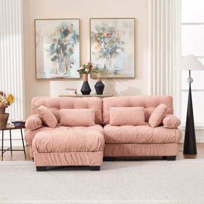Modular Sectional Sofa Cloud Couch, Deep Seat L Shaped Couch With Ottoman,Sofa Sectional Couches For Living Room, Comfy Advanced Flannelette Loveseat With 4 Pillows