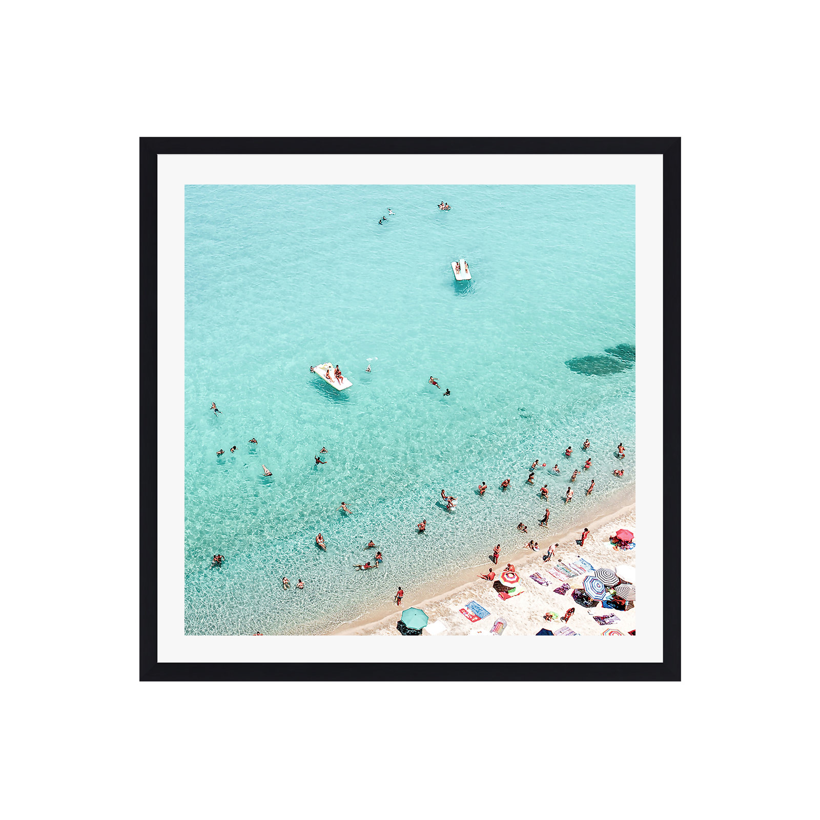 Beach People by Sisi And Seb, Black Floater Framed, No, 12" H x 12" W x 0.75" D