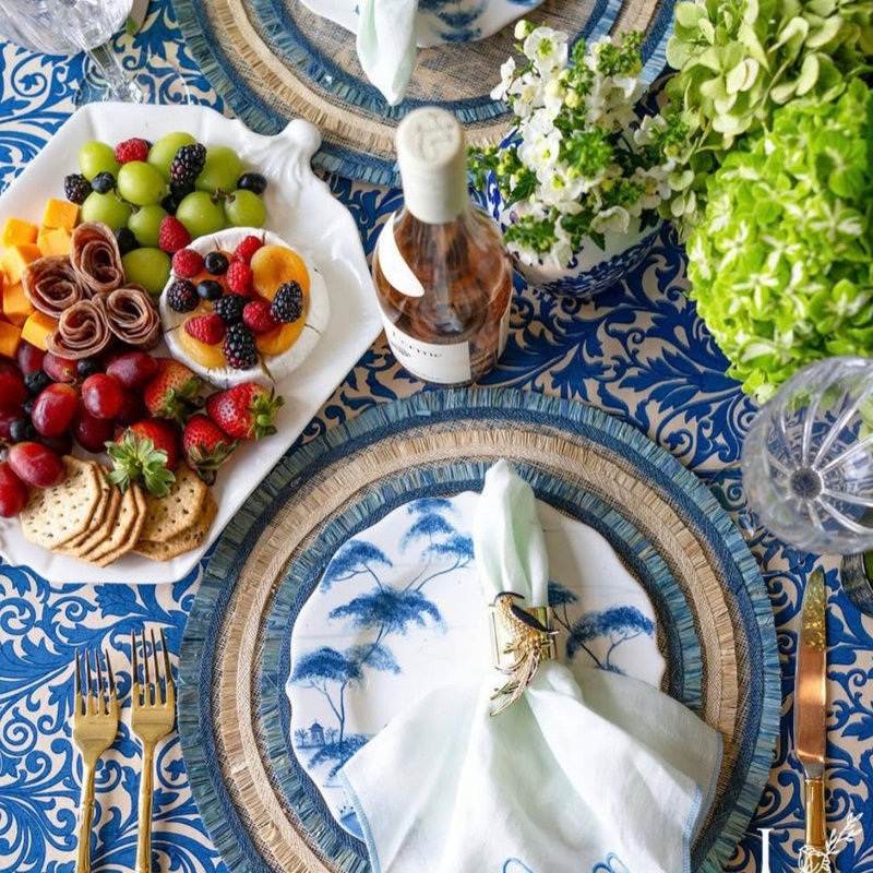 100% Abaca Round Placemats, Indigo