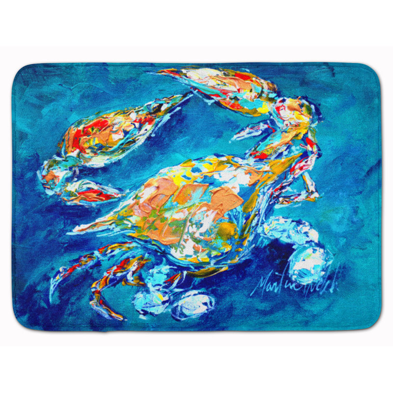 Tapis pour salle de bain en microfibre Crab By Chance, Bleu foncé