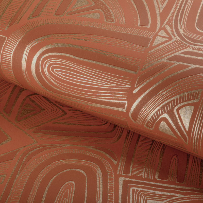 Celeste Timbre Geometric Wood Pulp Blend Pretrimmed Roll, Citrine