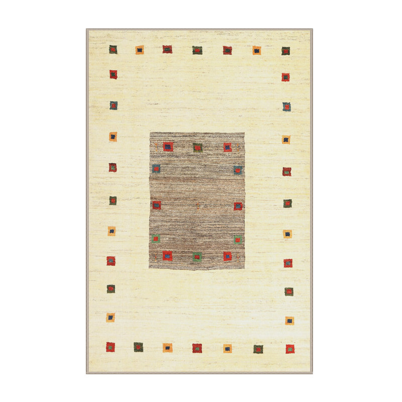Tapis contemporain beige / gris, Rectangle 8 pi x 10 pi