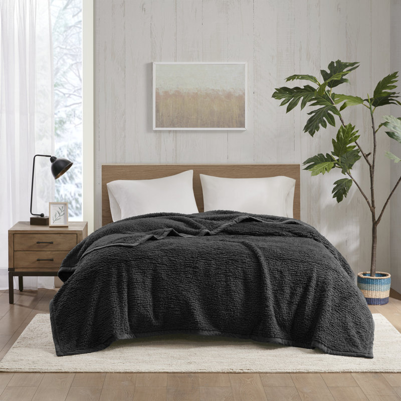Burlington Berber Cozy Soft Blanket, King, Black