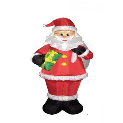Père noël contenant une boîte-cadeau gonflable