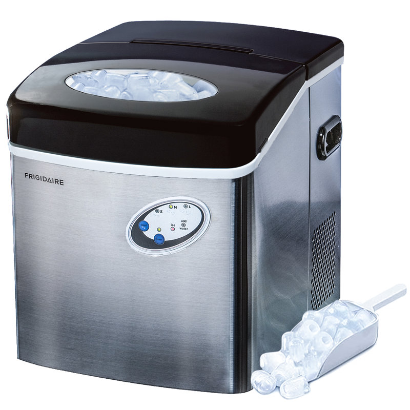 48 lb. Black Stainless Steel Freestanding Ice Maker with LED Control