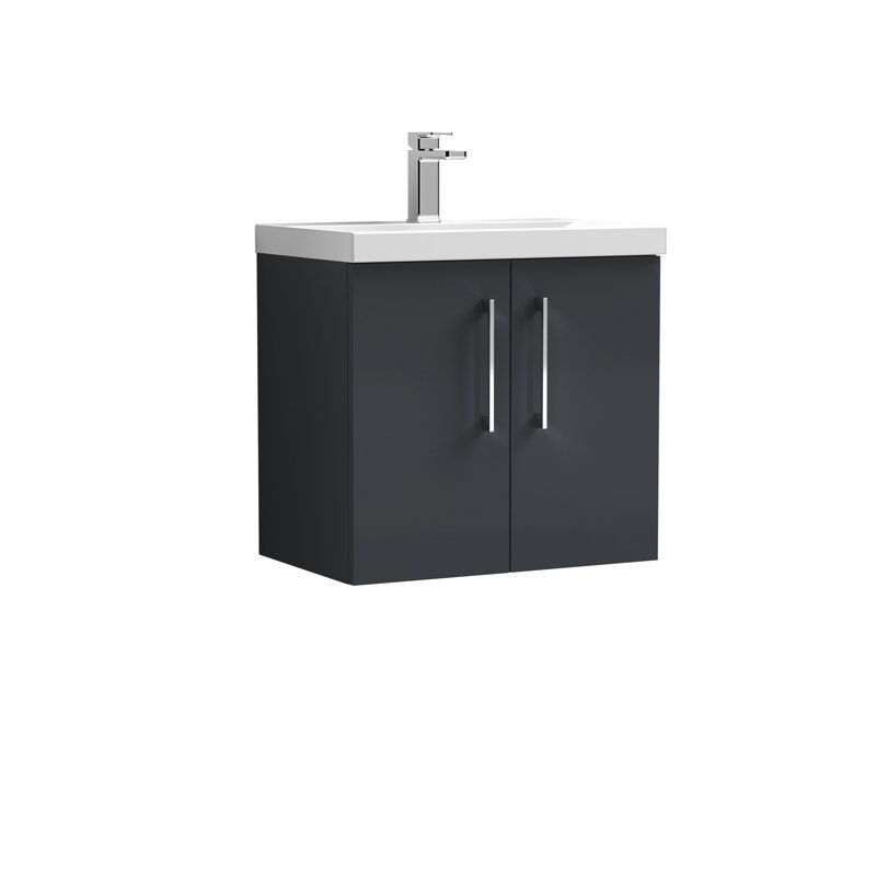 Arno 610mm Single Bathroom Vanity with Integrated Vitreous China Basin, Satin Anthracite