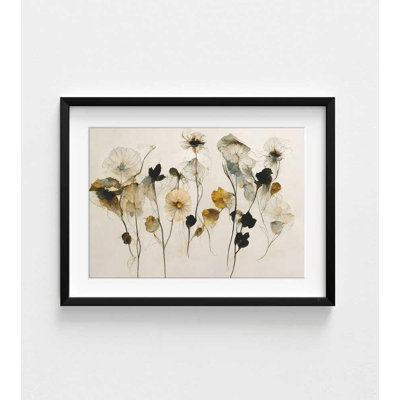 Art mural botanique délicat - Illustration de fleurs séchées terreuses
