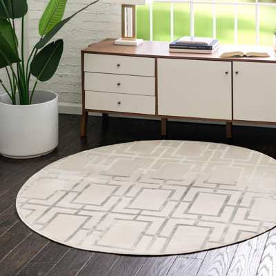 Tapis de style glam à motif géométrique blanc et argenté Glam