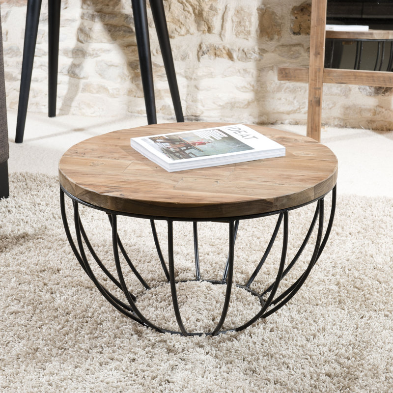 Sandrine Pedestal Coffee Table, Brut, 34.5cm H x 60cm W x 60cm D
