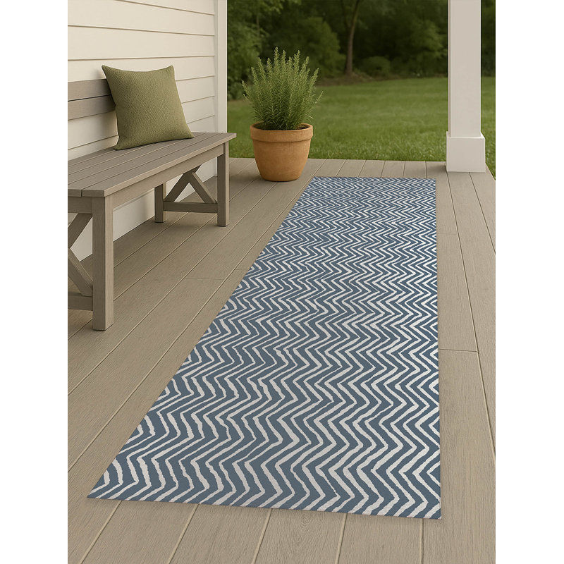 Chevron Snug Non-Slip Outdoor Rug, Runner 2'6" x 8'