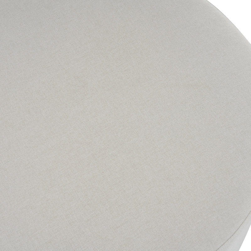 Repose-pieds rond blanc en tissu avec pieds, simple et pratique pour le salon de la chambre à coucher, surface idéale en bois d'hévéa de soutien doux, stable et confortable