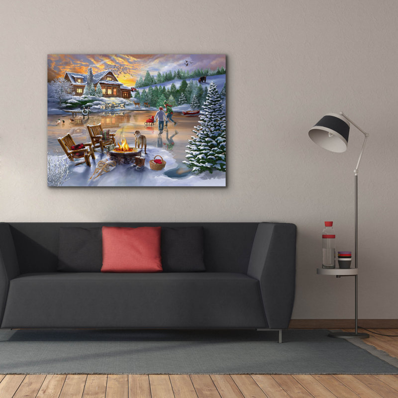 «Evening Skate» par Bigelow, illustrations sur toile, H 40 po x l 54 po x P 1,5 po