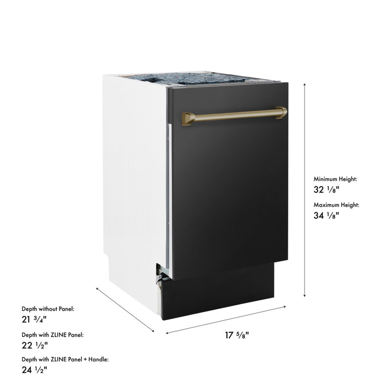 ZLINE 18" 15 dBA Top Control Dishwasher, Champagne Bronze
