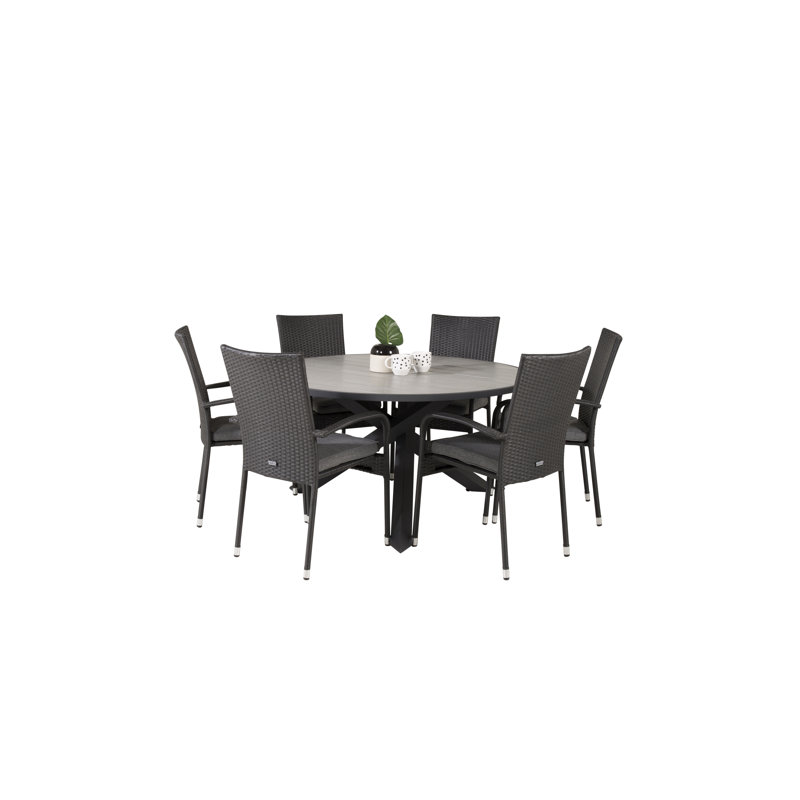 Akia 6 - Person Patio Dining Set with Round Table , Cushions Included