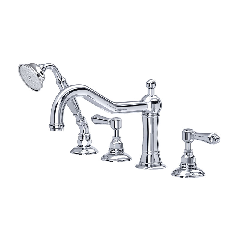Acqui 4-Hole Deck Mount Tub Filler, Polished Chrome, Metal Lever Handle