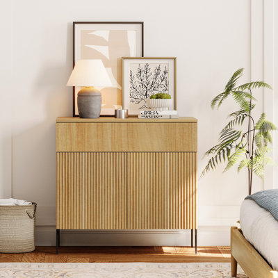 Union Rustic 31.5" Reeded Baby Dresser With Drawer, Wooden Kids Dressers With Doors, Modern Small Dressers For Bedroom, Nursery, Hallway