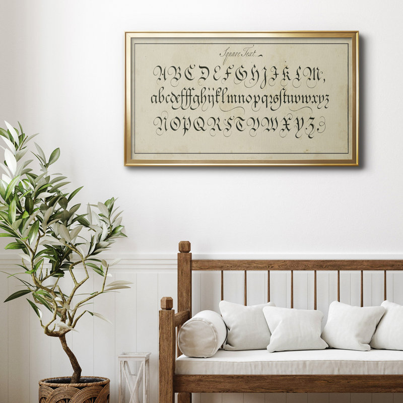 " Manuscript Sampler III ", Gold Framed Canvas, 10.5" H x 18.5" W x 1" D