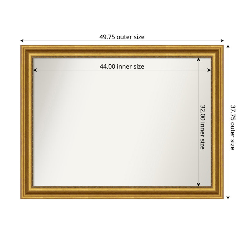 Miroir de salle de bain Jashawna, 37,75 po x 49,75 po, Doré