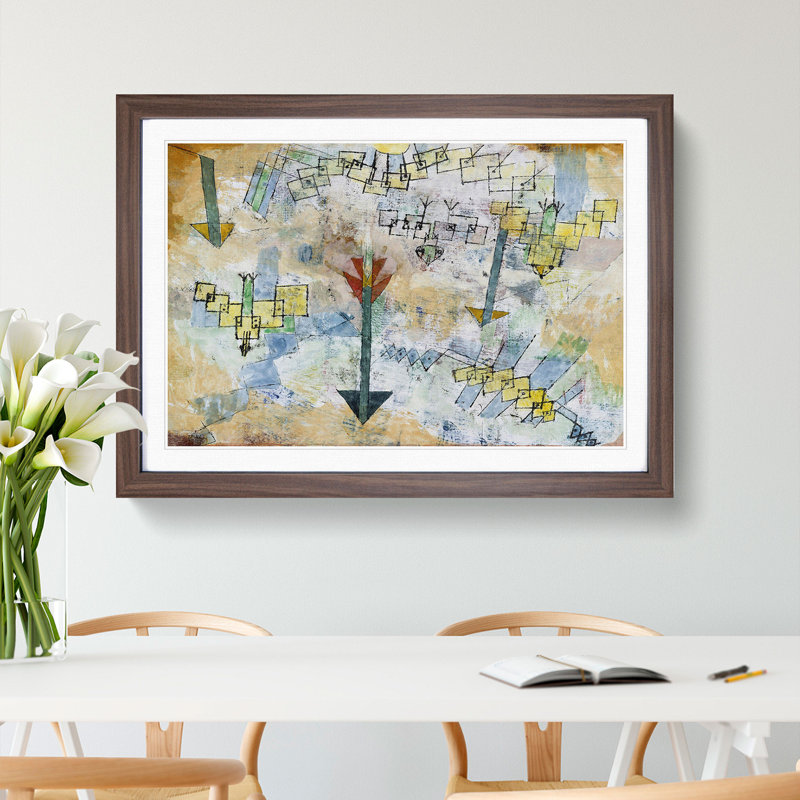 Birds and Arrows by Paul Klee - Picture Frame Painting, Walnut Framed, 48cm H x 65cm W x 2cm D