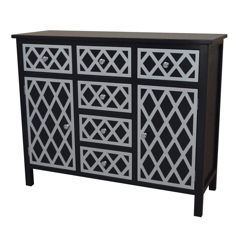 Buffet décoratif 2 portes Trellis, Noir