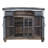 Rahman Semicircle Bar Cabinet in Antique Ebony and Aluminum