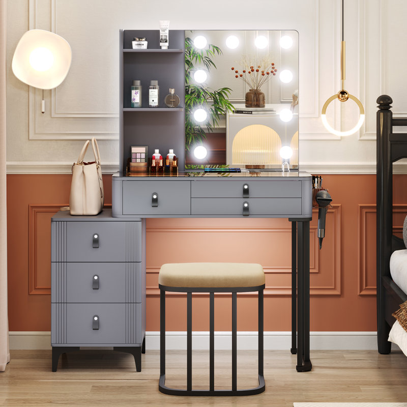 Dressing Table, Grey/Black