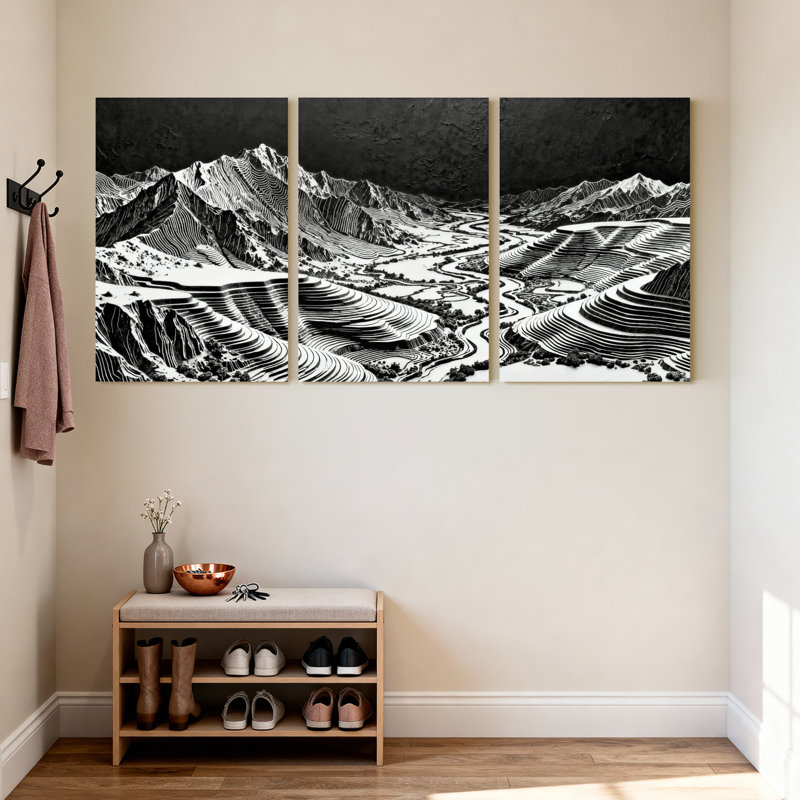Ensemble de 3 reproductions d'art abstrait sur toile, H 24 po x l 48 po