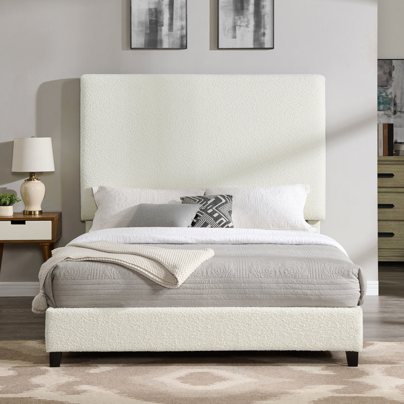 Grand lit plateforme tapissier Boucle