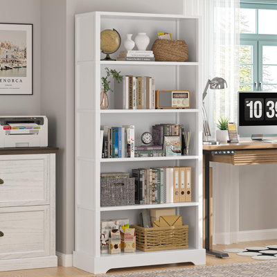 65 Inch 5-Tier Freestanding Solid Wood Bookshelf