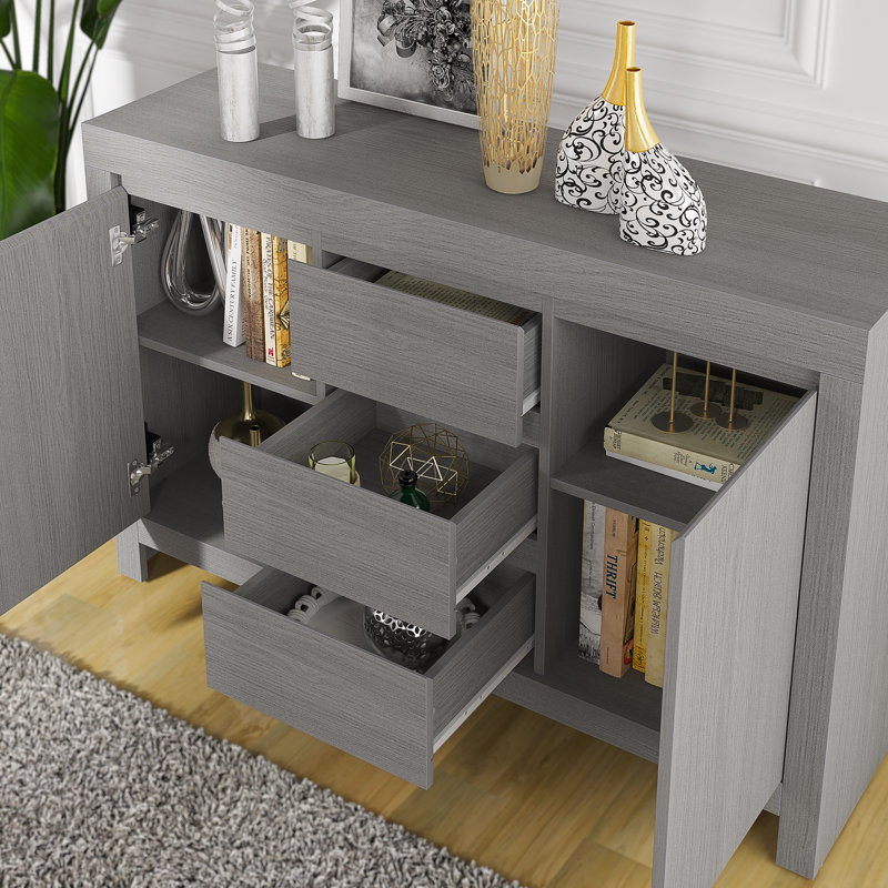 Ellani Cubbot Wide 2 Door 3 Drawer Sideboard, Cool Grey