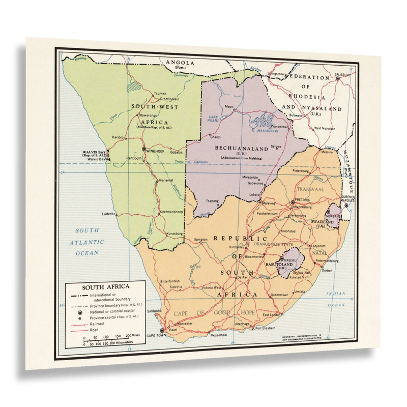 "Carte d'Afrique du Sud", art mural, H 24 po x l 30 po