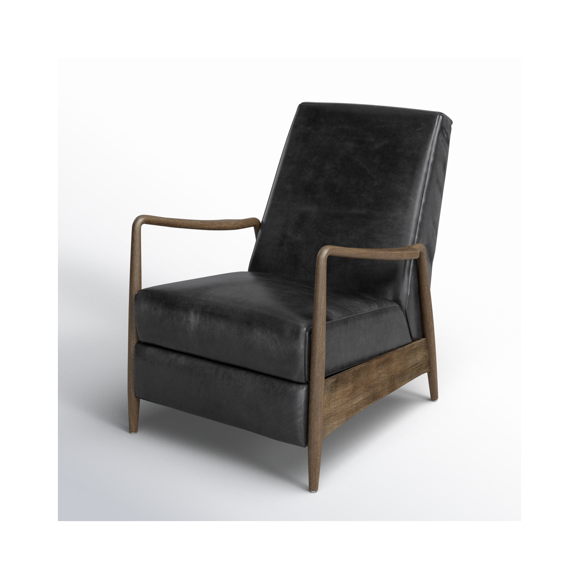 Arista Genuine Leather Recliner, Dakota Black Genuine Leather