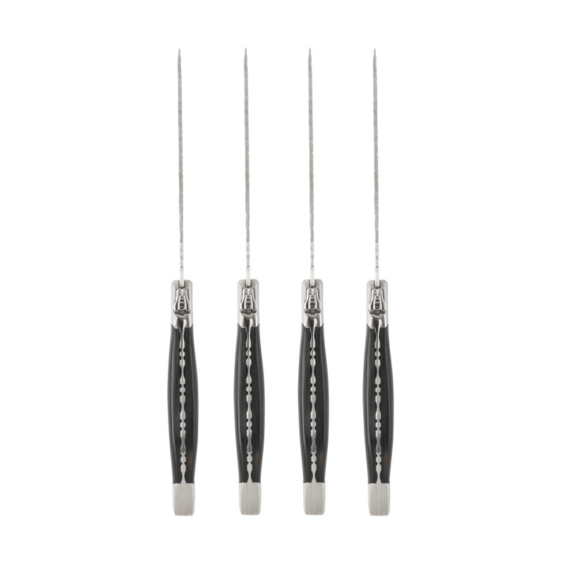 French Home Laguiole Connoisseur Olivewood BBQ Steak Knive Set, Black